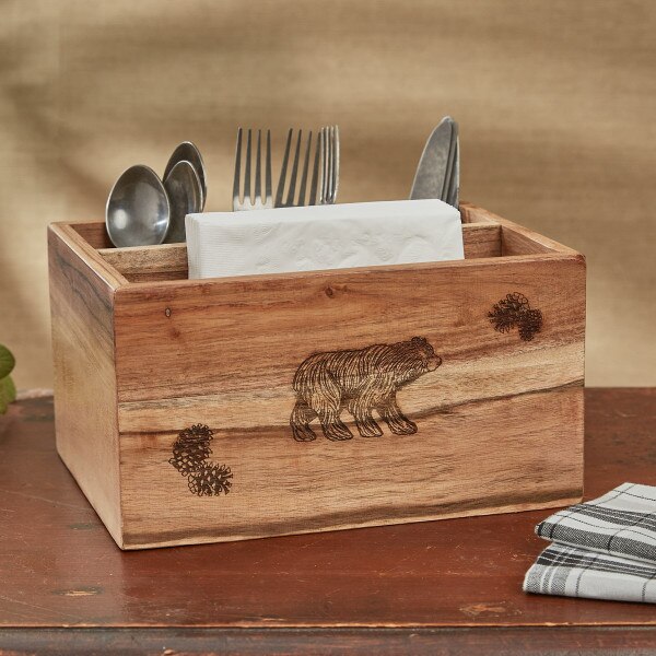 Rustic Wood Utensil Caddy Park Designs